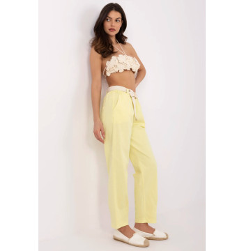 Spodnie Damskie Model DHJ-SP-20506.79 Light Yellow - Italy Moda