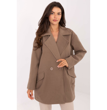 Płaszcz Damski Model IT-PL-A9582.86 Dark Beige - Rue Paris