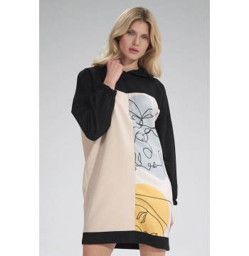 Sukienka Model M755 Black/Beige/Wzór 123 - Figl