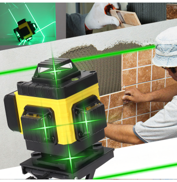 Poziomica Laserowa Laser Krzyżowy 360 Liniowy 16 Linii Zestaw Statyw 2 x Aku