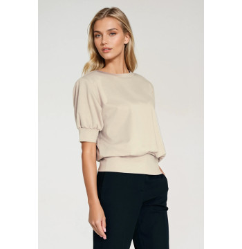 Bluza z krótkim rękawem BL12 Beige - Nife