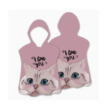 RĘCZNIK PLAŻOWY Peleryna dziecięca I LOVE YOU kotek 60 x 60cm PEL02WZ2