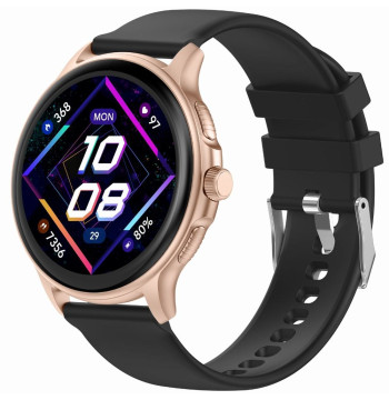 Smartwatch Damski GRAVITY GT12-4 Czarny Pasek Silikonowy + Bransoleta Różowe Złoto