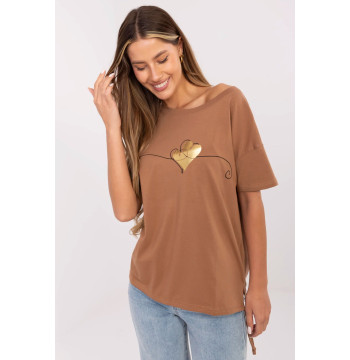 Tshirt Damski Model CLM-TS-1017.03 Light Brown - Factory Price