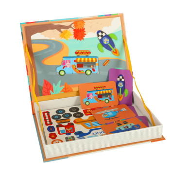 Książeczka magnetyczna układanka puzzle z magnesem środki transportu