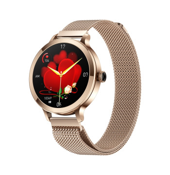 Smartwatch Damski VELTORI VT340-1 Złota Bransoleta + Różowy Pasek Silikonowy
