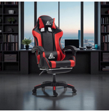 Fotel gamingowy obrotowy z podnóżkiem EC GAMING masażer KO24CZE