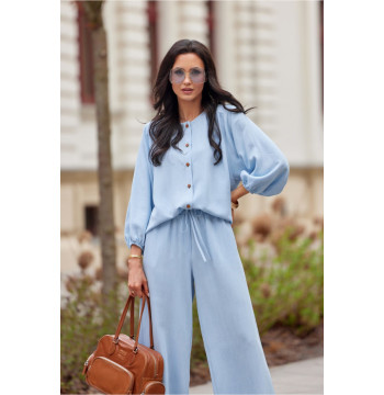 Koszula Damska Model Zaya BLU0212 J08 Blue - Roco Fashion