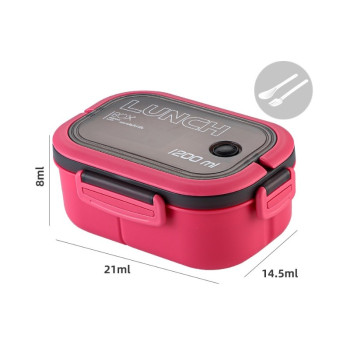 Śniadaniówka LUNCH BOX ze sztućcami 21 x 14,5 x 8cm fuksja PJM44F