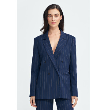 Marynarka oversize dwurzędowa prążek Z71 Navy - Nife