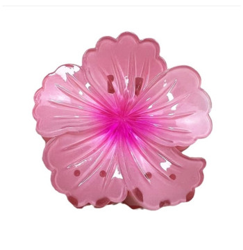 Spinka do włosów klamra XL kwiat HIBISKUS OMBRE róż 7,5 x 7,5cm SP384