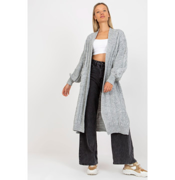 Sweter Kardigan Model LC-SW-8032.34P Grey - Rue Paris