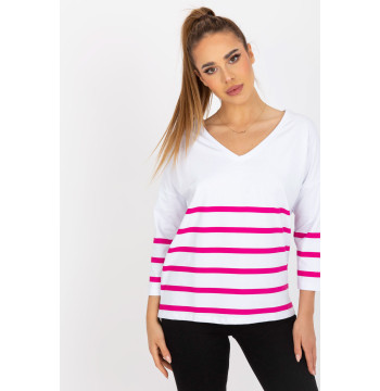 Bluzka Model RV-BZ-8008.63 White/Pink - Rue Paris