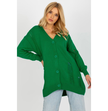 Sweter Kardigan Model LC-SW-8042.12X Green - Rue Paris