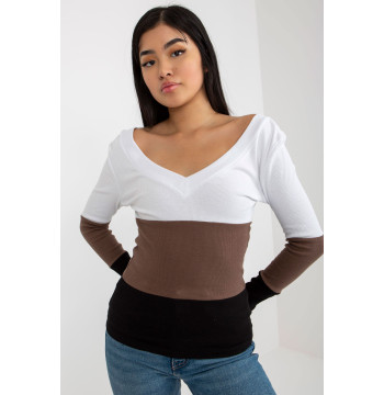 Bluzka Model RV-BZ-8429.35X White/Black - Rue Paris