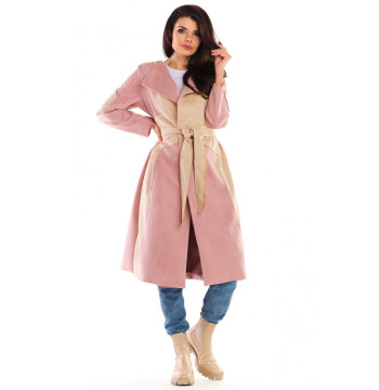 Płaszcz Damski Model A463 Powder Pink - awama