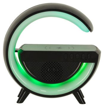 Lampka LED Gamingowa RGB głośnik ładowarka indukcyjna czarna