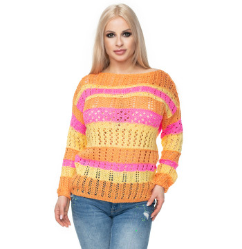 Sweter Damski Model 30060 Pink/Yellow - PeeKaBoo