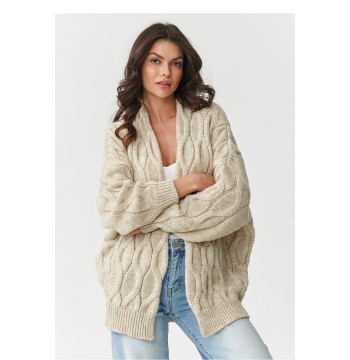 Sweter Kardigan Model S163 Beige Melange - Makadamia