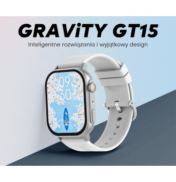 Smartwatch Damski GRAVITY GT15-11 Granatowy Pasek Silikonowy + Złota Bransoleta