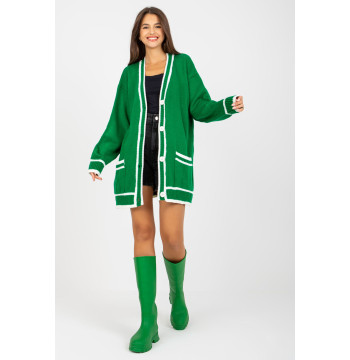 Sweter Kardigan Model LC-SW-0333.06X Green - Rue Paris