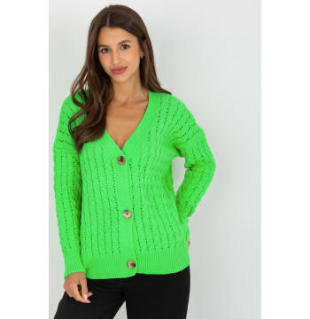 Sweter Kardigan Model LC-SW-8036.74P Fluo Green - Rue Paris