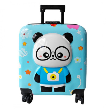 WALIZKA DZIECIĘCA KABINOWA BAGAŻ DZIECI z szyfrem panda niebieska WP07