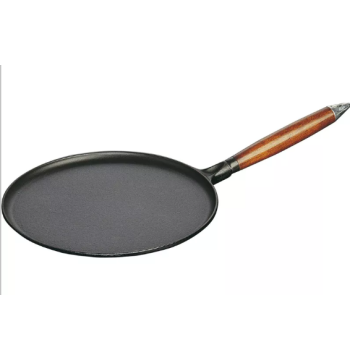 Patelnia do naleśników z drewnianym uchwytem STAUB 40509-525-0 - czarna 28 cm