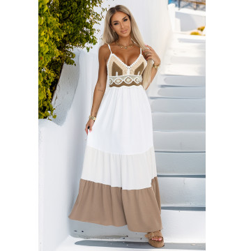 Sukienka Model 612-1 Beige/White - Numoco