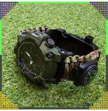 Zegarek Survivalowy Wojskowy 8w1 Nóż Krzesiwo Kompas Paracord Bransoletka
