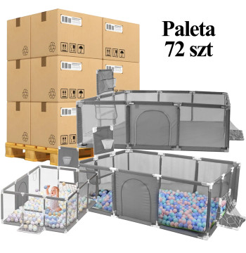 PALETA 72 SZT Kojec Dziecięcy Plac Zabaw Suchy Basen dla Dzieci 235x129cm Boisko Piłki