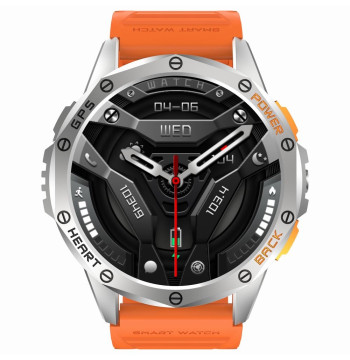 Smartwatch Męski GRAVITY GPS GT24-4 Czarny Pasek Silikonowy + Pomarańczowy Pasek Silikonowy