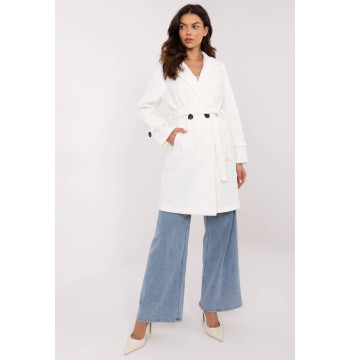 Płaszcz Damski Model MO-PL-5209.87 Ecru - Italy Moda
