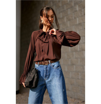 Bluzka Model Isabel CBR BLU0217 Dark Brown - Roco Fashion
