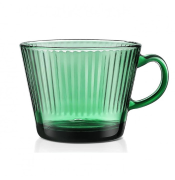 Filiżanka szklanka ryflowana duża butelkowa zieleń 380 ml 1szt SZK178