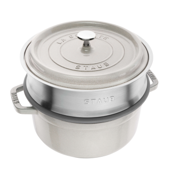 Garnek żeliwny okrągły z wkładem STAUB La Cocotte 40508-822-0 - 3.8 ltr. biała trufla