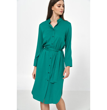 Sukienka Zielona wiskozowa sukienka midi S217 Green - Nife