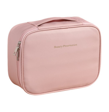 Kosmetyczka rozkładana elegancka kuferek etui z ekoskóry róż KS146R