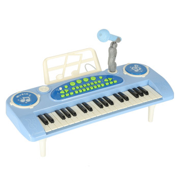 Keyboard dla dzieci pianinko interaktywne organki 37 klawiszy mikrofon statyw niebieskie