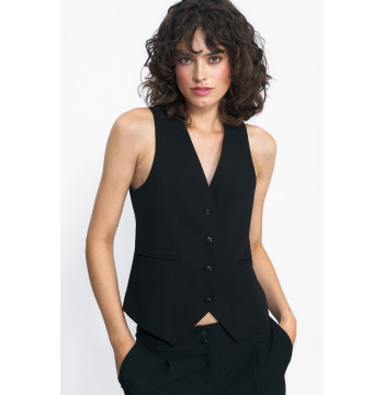 Czarna garniturowa kamizelka KA03 Black - Nife