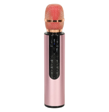 Mikrofon bezprzewodowy karaoke dla dzieci głośnik Bluetooth 2000mAh karta SD USB wysoka jakość różowy