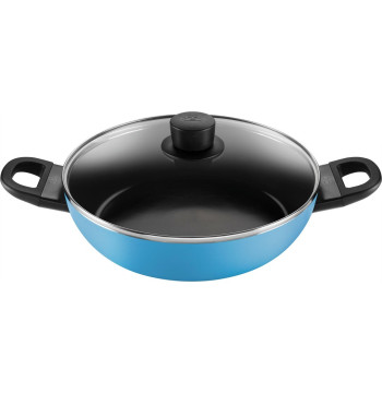 BALLARINI CAPRERA Patelnia głęboka 2H z pokrywką 28 cm niebieska
