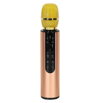 Mikrofon bezprzewodowy karaoke dla dzieci głośnik Bluetooth 2000mAh karta SD USB wysoka jakość złoty