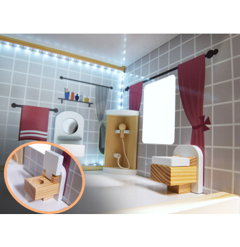 Domek dla lalek drewniany MDF mebelki 78cm czarny LED
