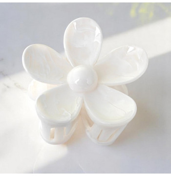 Spinka do włosów klamra XL kwiat Marmurek biały 7,5 x 8cm SP379B