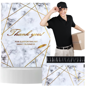 FOLIOPAKI KURIERSKIE MOCNE 255x370 ZŁOTY MARMUR THANK YOU 50szt