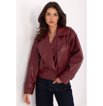 Płaszcz Damski Model IT-KR-FL9558.60 Bordo - Rue Paris