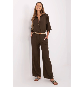 Spodnie Damskie Model MI-SP-6560.73P Dark Brown - Italy Moda