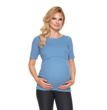 Bluzka Ciążowa Model 1717 Blue - PeeKaBoo