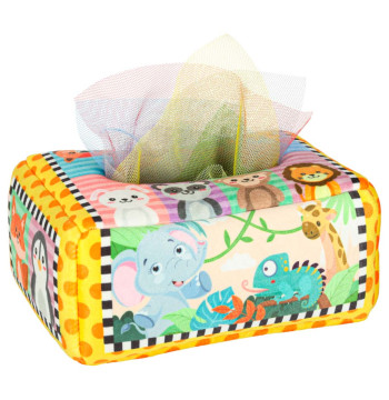 Sorter pudełko z chusteczkami sensoryczne montessori pluszowe cyfry litery